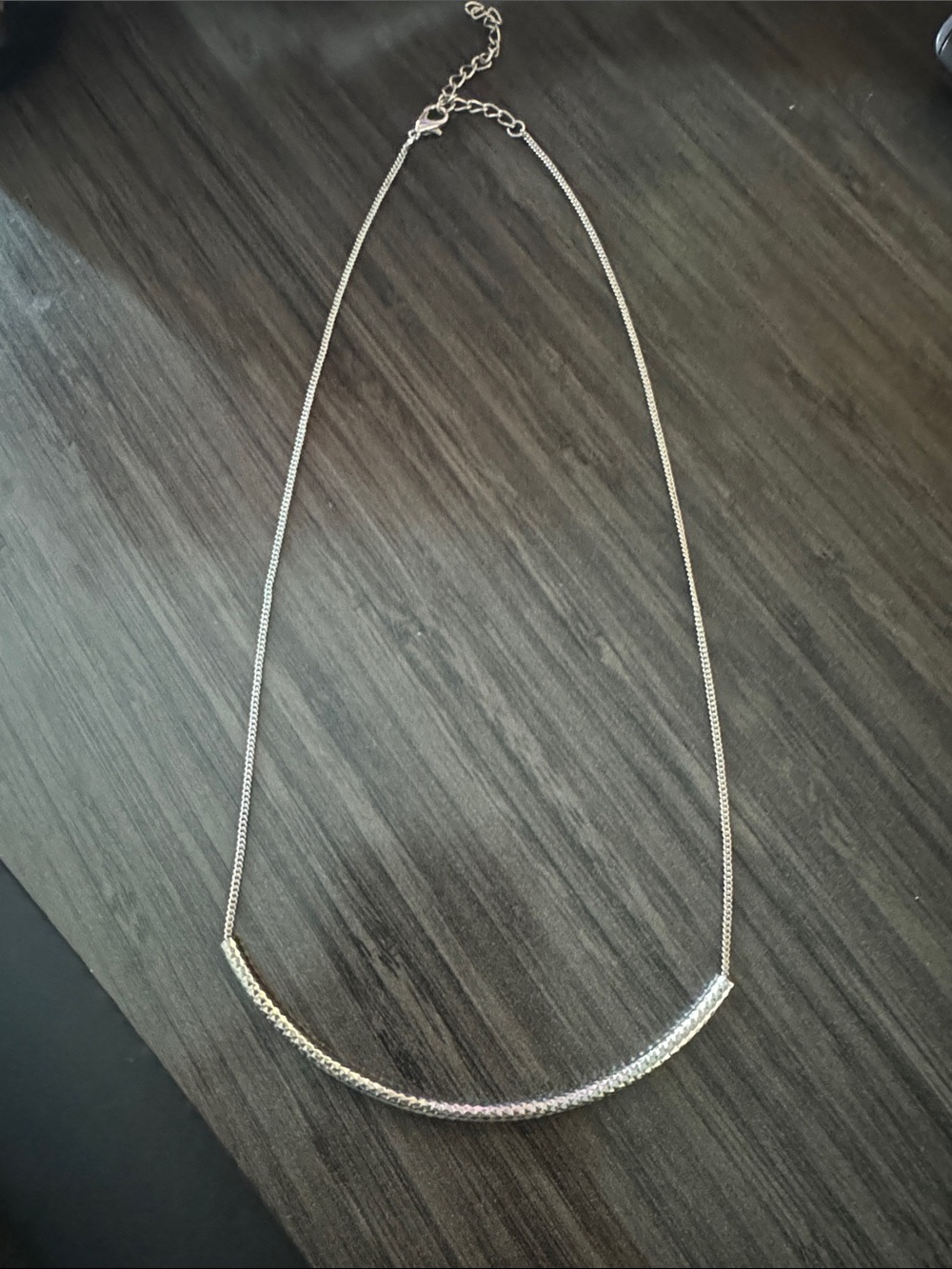 Silver Curved Bar Necklace